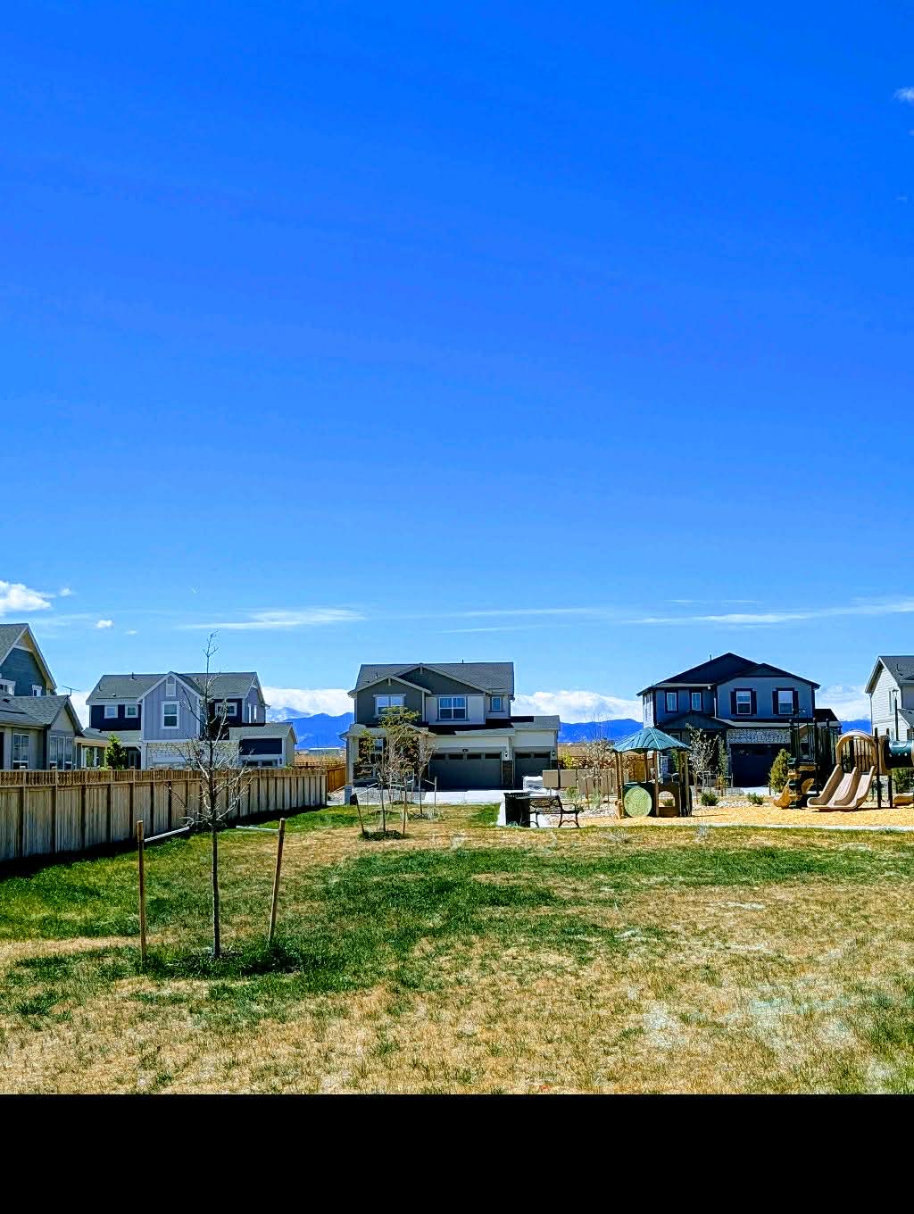 Neighborhood park with Front Range mountain views in Northern Colorado